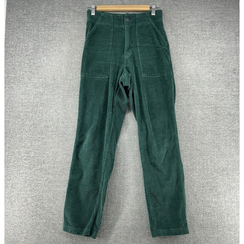 Pact Corduroy Pants Women Size Small Green Elastic Waist Organic Cotton Casual‎